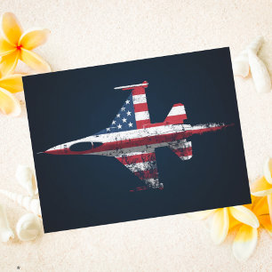 USA Patriotic Jet fighter Airplane Birthday Vykort