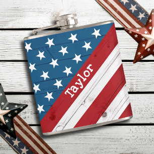 USA Patriotic juli 4:e Rustic Wood American Flagga Fickplunta