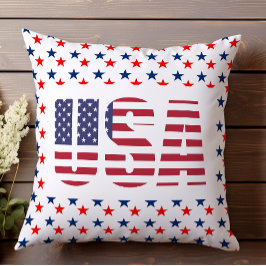 USA Patriotic juli Rött vitt blått stjärnor Kudde