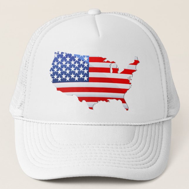 USA Patriotic Karta Flagga Truckerkeps (Framsida)