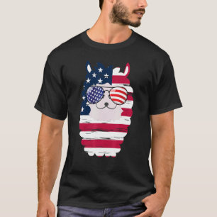 USA Patriotic Llama US Flagga Glasses, 4:e Alp T Shirt