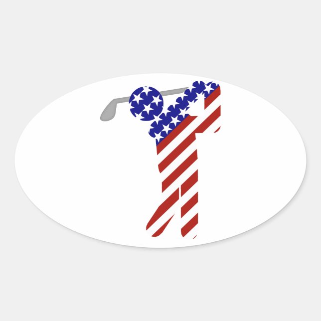 USA Patriotic MANAR GOLF Ovalt Klistermärke (Framsida)