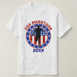 USA Patriotic MARATHON / RELAY RUN T Shirt<br><div class="desc">* Representing USA Marathon runners / Relay runners. * United States Patriotic Stars and Stripes circle a sole runner. * Patriotic USA Sports Tee Shirt is available in long sleeve, hoodies and tank tops. * Show your American Team support with this shirt, available in several sizes to fit infants to...</div>