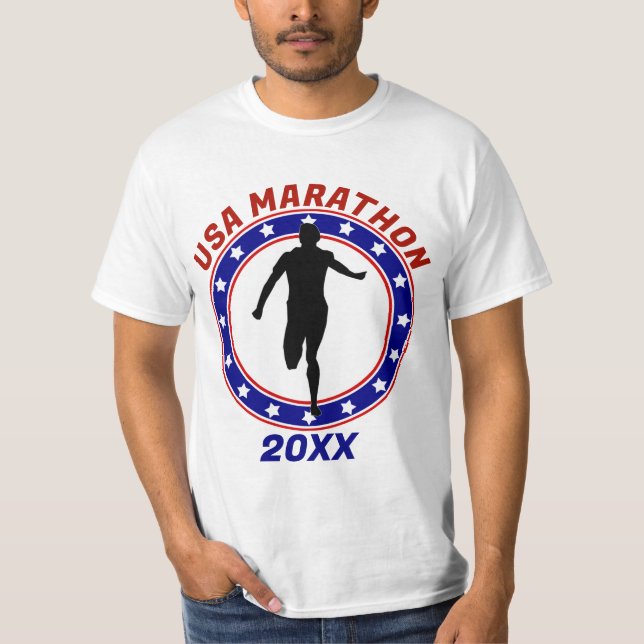 USA Patriotic MARATHON / RELAY SPRINGA T Shirt (Framsida)
