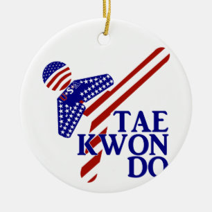 USA Patriotic Martial Arts TAEKWONDO Julgransprydnad Keramik