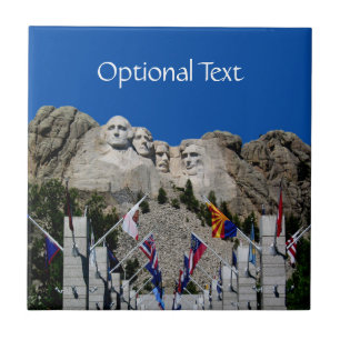 USA Patriotic Mount Rushmore Monument och Flaggor Kakelplatta