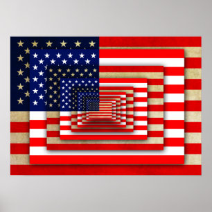USA Patriotic Poster-Alternating Flagga lagrar Poster