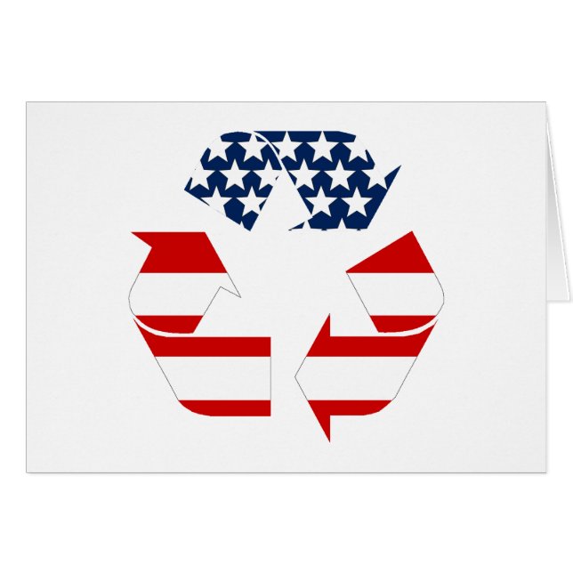 USA Patriotic Recycling Symbol Hälsningskort (Framsidan Horizontal)