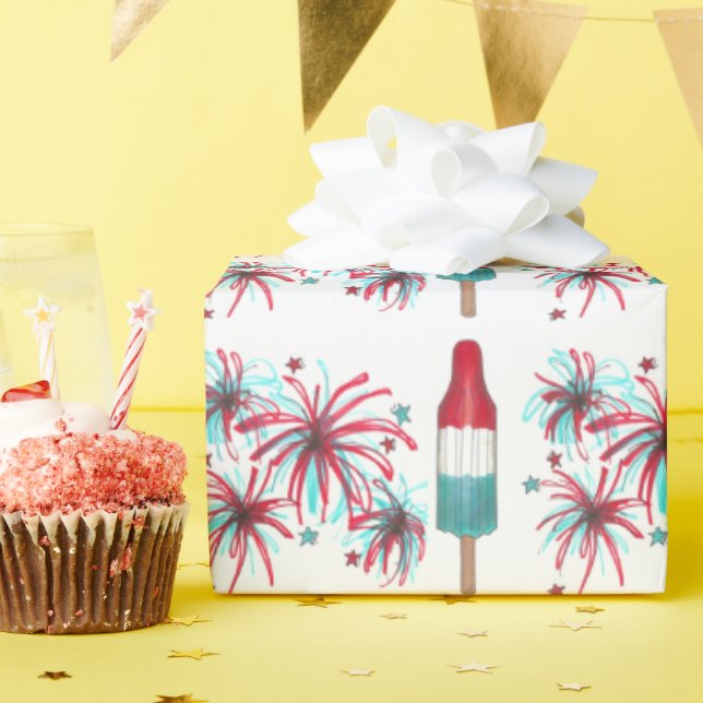 USA Patriotic Rocket Pop Popsicle Fireworks juli 4 Presentpapper (Födelsedagsfest)