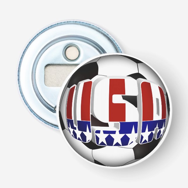 USA Patriotic SOCCER Sports Flasköppnare (Framsidan)