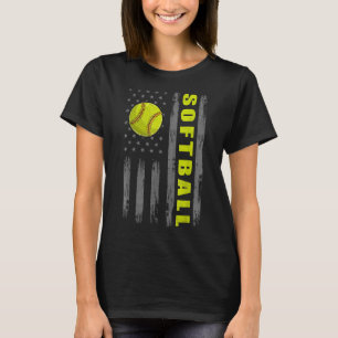 Usa Patriotic Softball for Women American Flagga M T Shirt