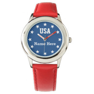 USA Patriotic ~ Star Numeral Markers Armbandsur
