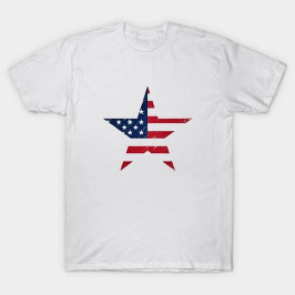 USA Patriotic Star Shaped Flagga T Shirt