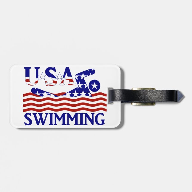 USA Patriotic Swimming Sports Bagagebricka (Baksida Vågrät)