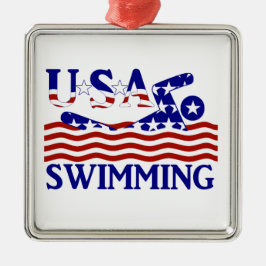 USA Patriotic Swimming Sports Julgransprydnad Metall
