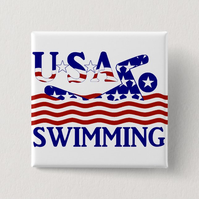 USA Patriotic Swimming Sports Knapp (Framsida)