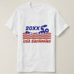USA Patriotic Swimming Sports T Shirt<br><div class="desc">* Representing USA Swimmers and swimming teams * United States Patriotic Stars and Stripes a swimmer with red and white waves. * Patriotic USA Sports Tee Shirt is available in long sleeve, hoodies and tank tops. * Show your American Team support with this shirt, available in several sizes to fit...</div>