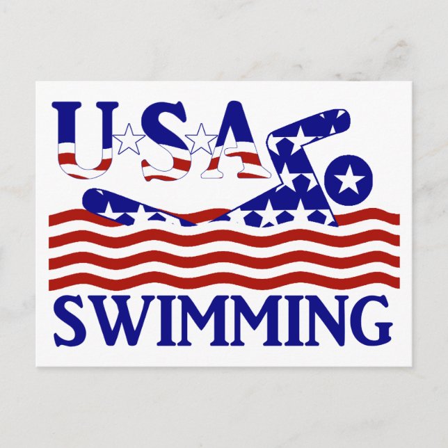 USA Patriotic Swimming Sports Vykort (Framsida)