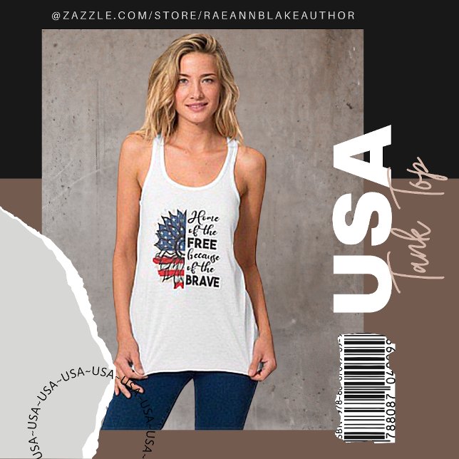 USA Patriotic Tanktop T-Shirt Linne Med Racerback (Skapare uppladdad)