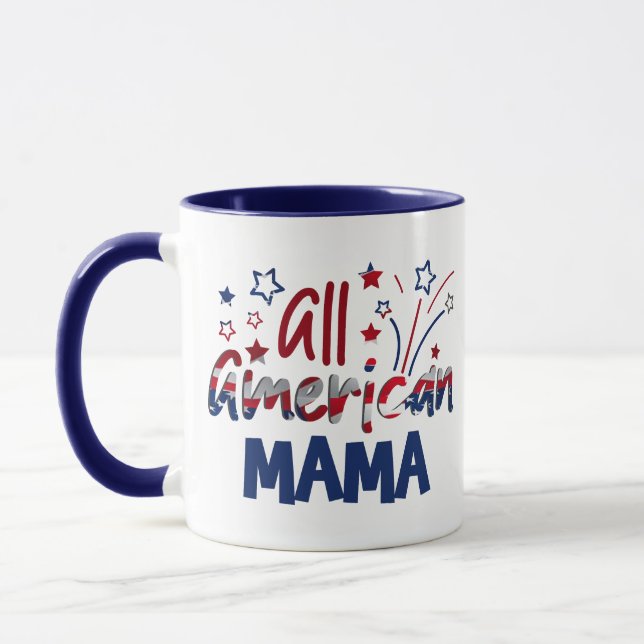 USA Patriotic, USA flagga All American Mamma Gift  Mugg (Vänster)