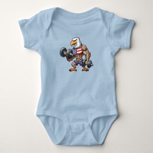 USA/patriotic weightlifting bald eagle T Shirt (Framsida)