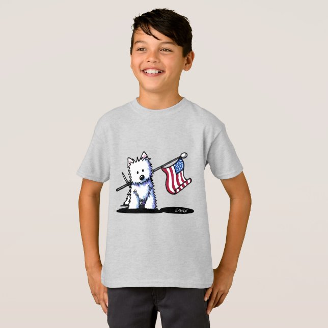 USA Patriotic Westie Terrier T-Shirt (Hel framsida)