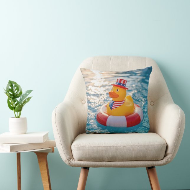 USA Patriotic Yellow Rubber Duck in Pool Kudde (Stol)