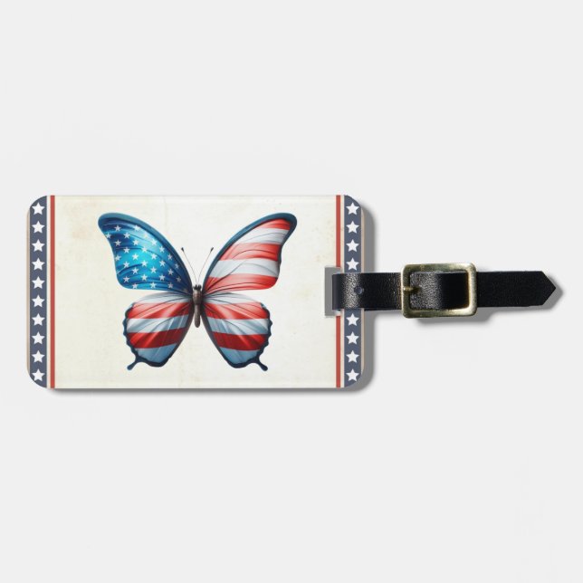 USA/patriotisk 4:e juli-fjäril Bagagebricka (Horisontell Framsida)