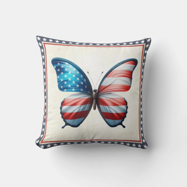 USA/patriotisk 4:e juli-fjäril Kudde (Framsida)