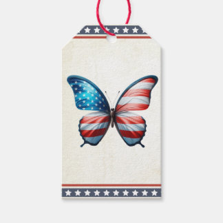 USA/patriotisk 4:e juli-fjäril Presentetikett