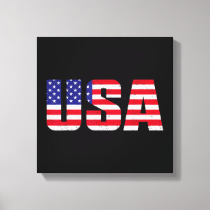 USA Patriotisk Amerikansk Flagga För Män Kvinnor B Canvastryck
