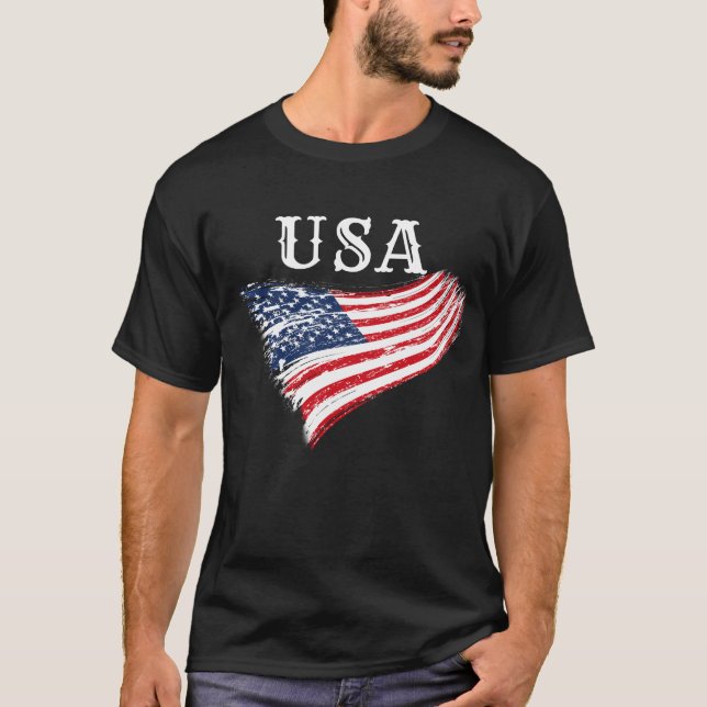 USA Patriotisk amerikansk flaggdesign T Shirt (Framsida)