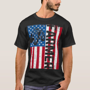 USA Patriotisk Amerikansk Jordbrukare USA Flagga P T Shirt