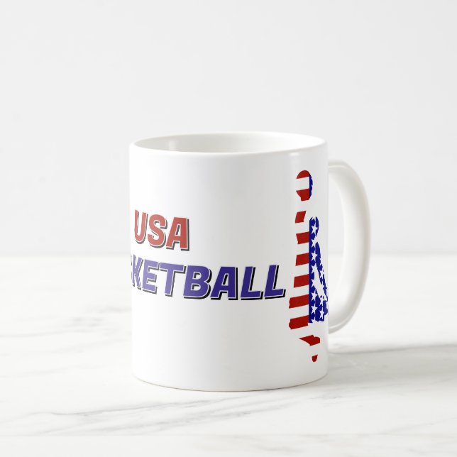 USA Patriotisk Basketboll Kaffemugg (Framsida höger)