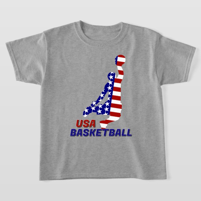 USA Patriotisk BASKETBOLL T Shirt (Laydown)