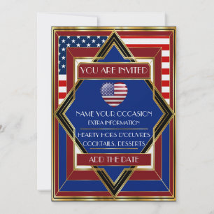 USA Patriotisk Deco-inbjudan Inbjudningar
