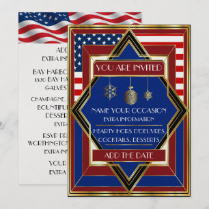 USA Patriotisk Deco Julinbjudan Inbjudningar