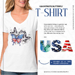 USA Patriotisk Fjäril T-Shirt
