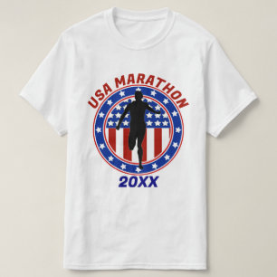 USA Patriotisk MARATON / STAFETT LÖPNING T Shirt