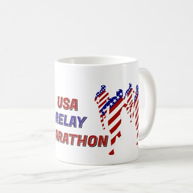 USA Patriotisk Maraton / Stafettlöpning Kaffemugg (Framsida höger)