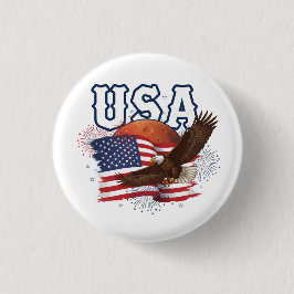 USA Patriotisk Örn med Mars Röd Planet-design Knapp