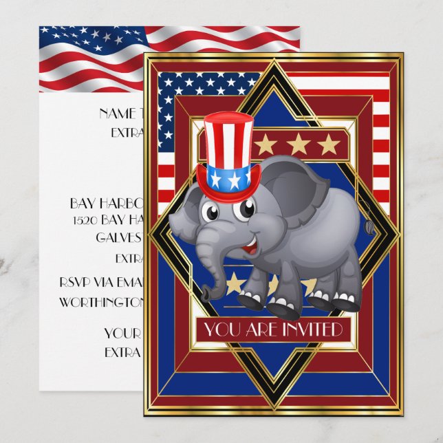 USA Patriotisk Republikansk Inbjudan (Fram/baksida)