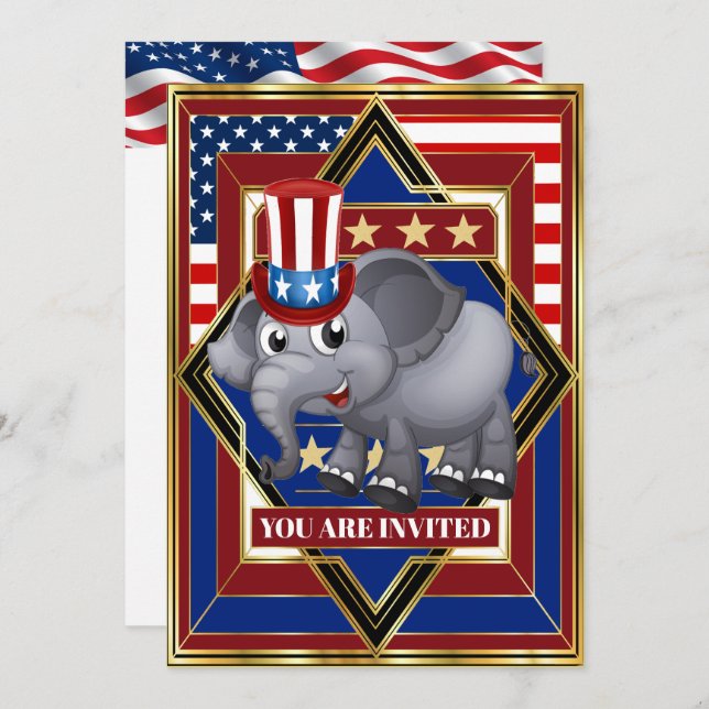 USA Patriotisk Republikansk Inbjudan (Fram/baksida)