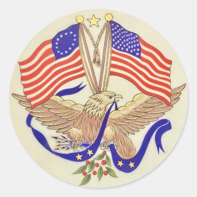 USA Patriotisk  Runt Klistermärke (Framsida)