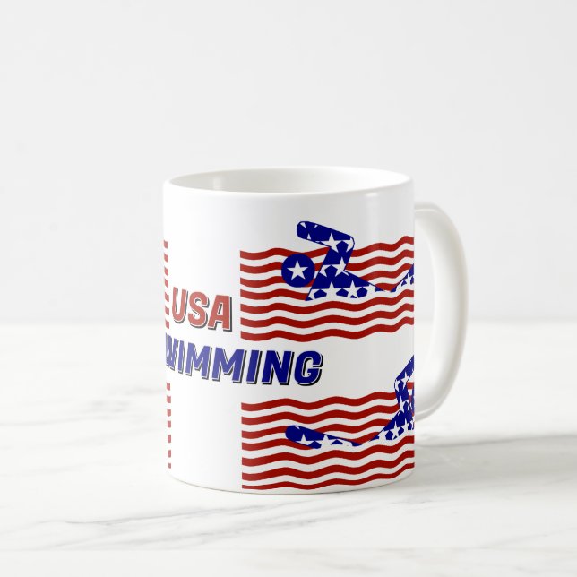 USA Patriotisk Simning Kaffemugg (Framsida höger)