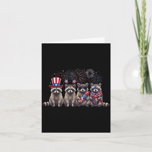 USA patriotisk söt tvättbjörn män kvinnor barn rol Kort