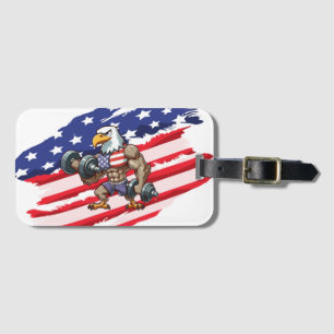 USA/patriotisk tyngdlyftning vittofshövdad havsörn Bagagebricka