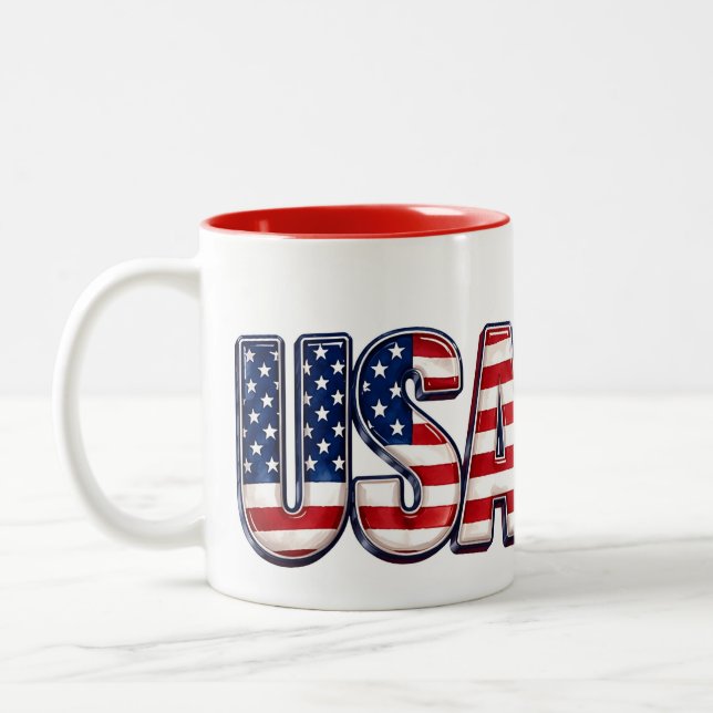 USA Patriotiska 250-års 4:e juli-firande Två-Tonad Mugg (Vänster)