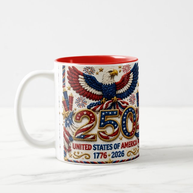 USA Patriotiska 250-års 4:e juli-firande  Two-T Två-Tonad Mugg (Vänster)