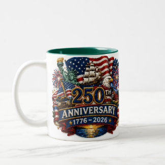 USA Patriotiska 250-årsfirande av 4:e juli  Två-T Två-Tonad Mugg
